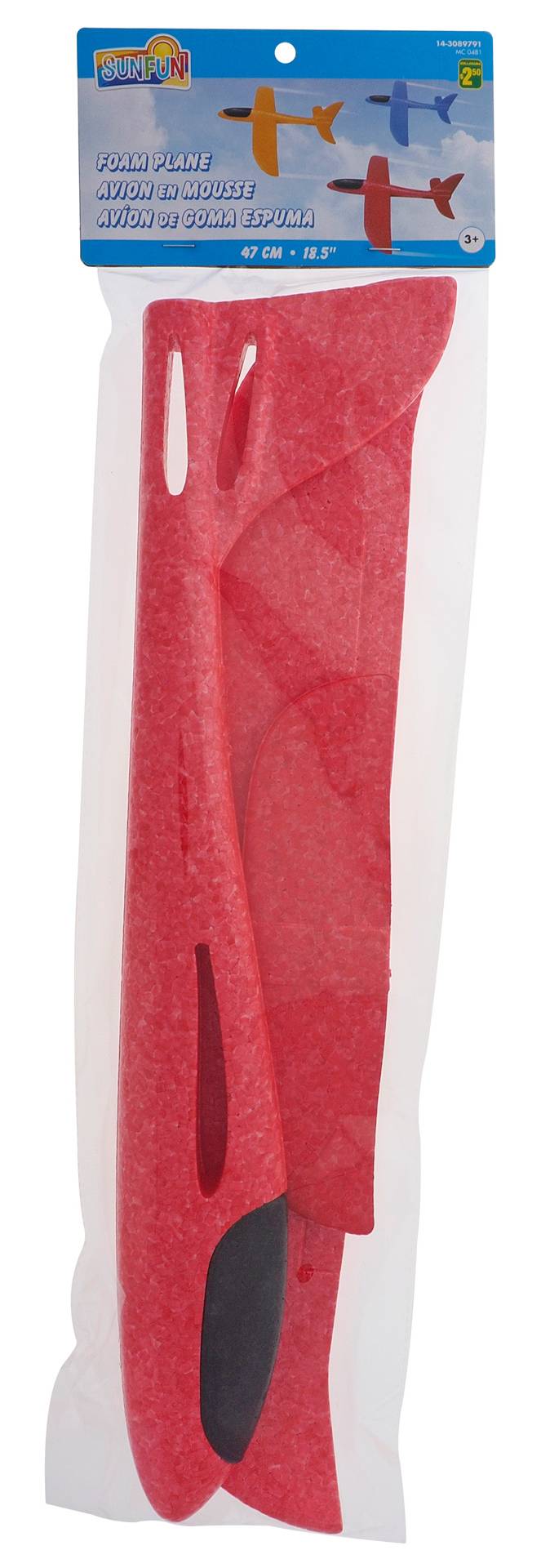 Sunfun Styrofoam Plane Kit, 47 cm, Red/Black