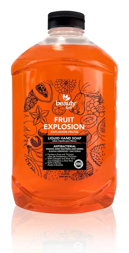 Beauty Soft · Jabón líquido para manos antibacterial, explosión frutal (2 x 1,8 L)