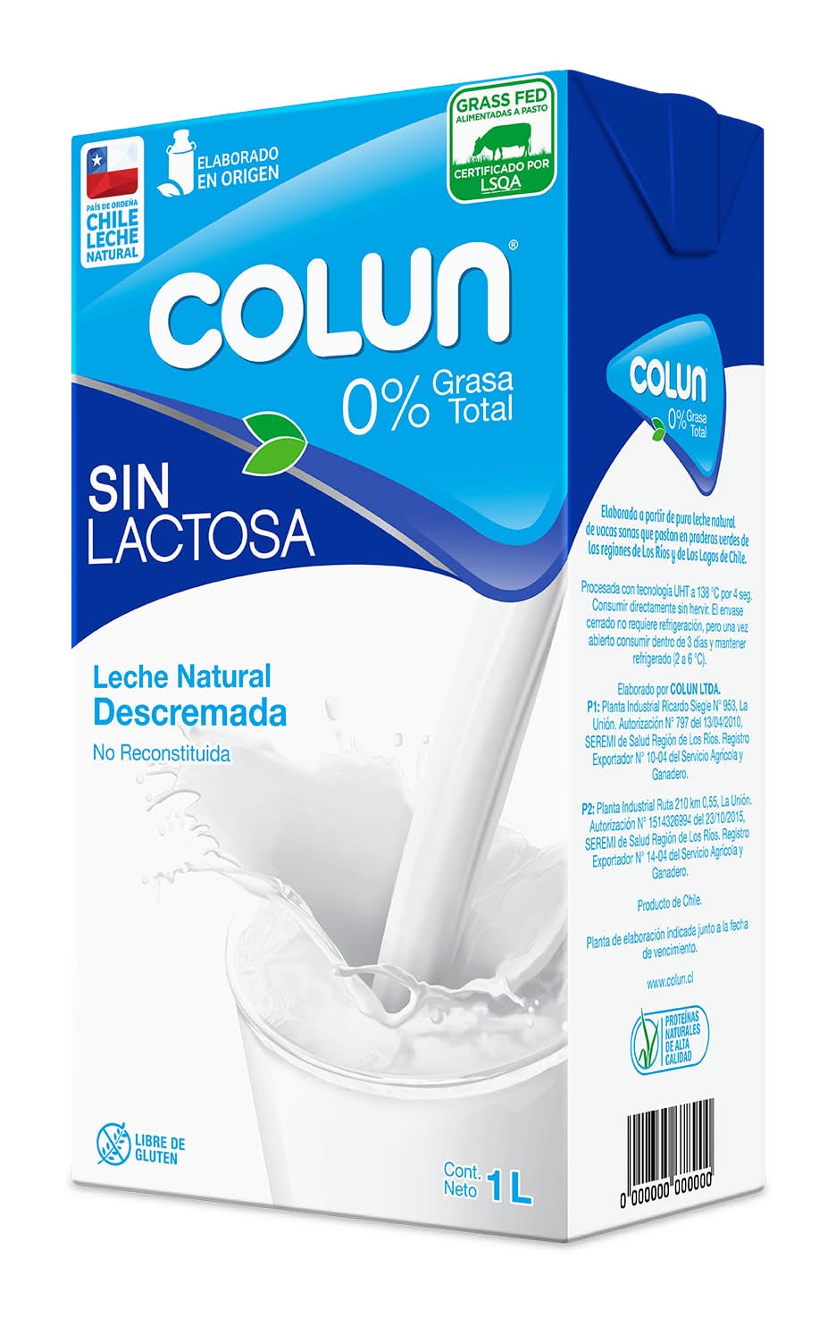 Colun · Leche natural descremada sin lactosa (1 L)