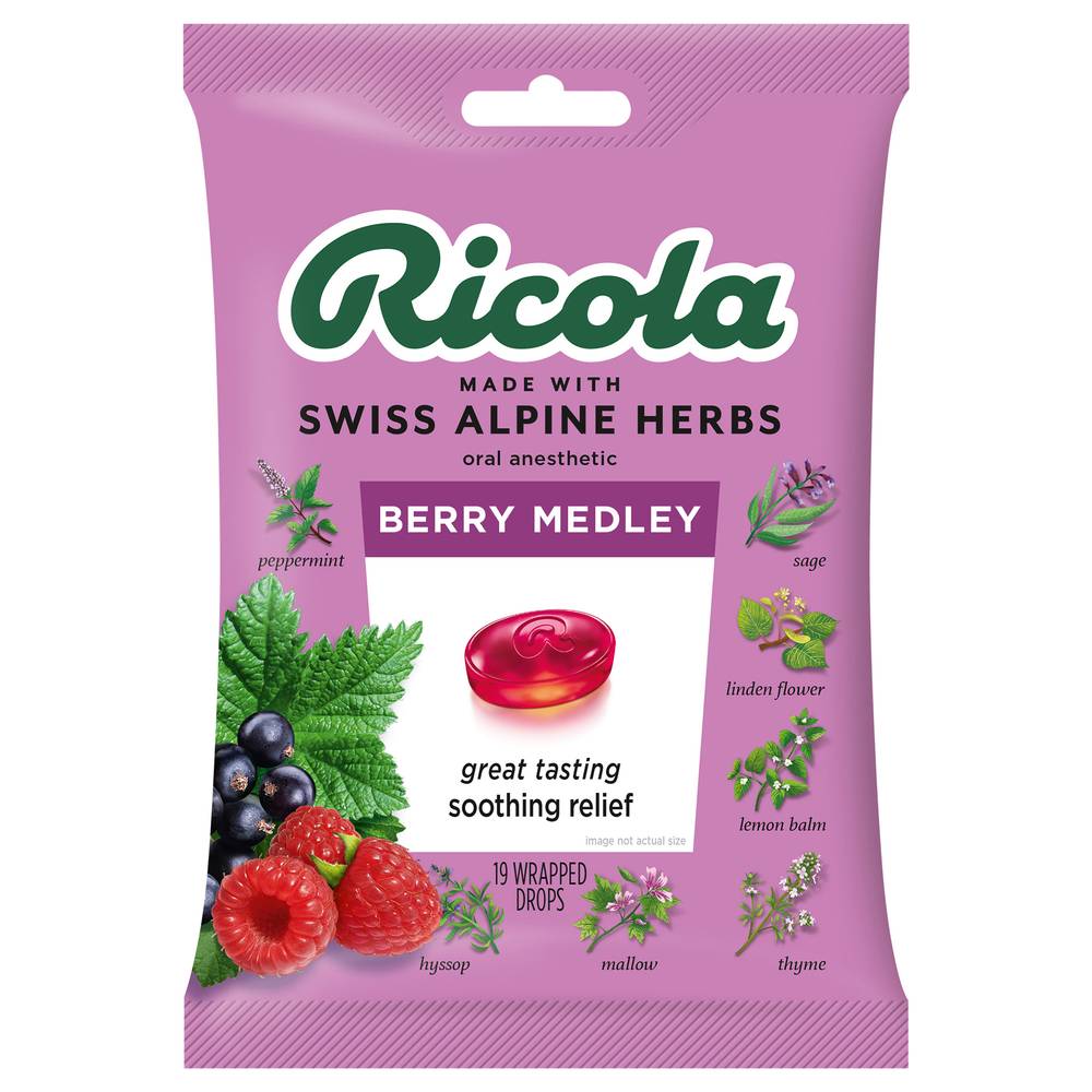 Ricola Throat Oral Drops, Berry Medley (19 ct)