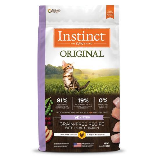 Instinct Original Kitten Grain Free Recipe With Real Chicken Natural Dry Cat Food By Nature's Variety, 4.5 Lb. Bag
