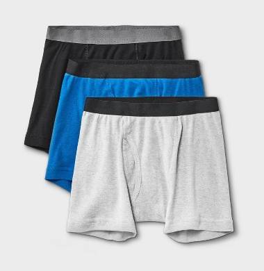 Boys' 3pk Boxer Briefs - Dealworthy™ Blue/Black/Gray M: Lightweight, Knit Fabric