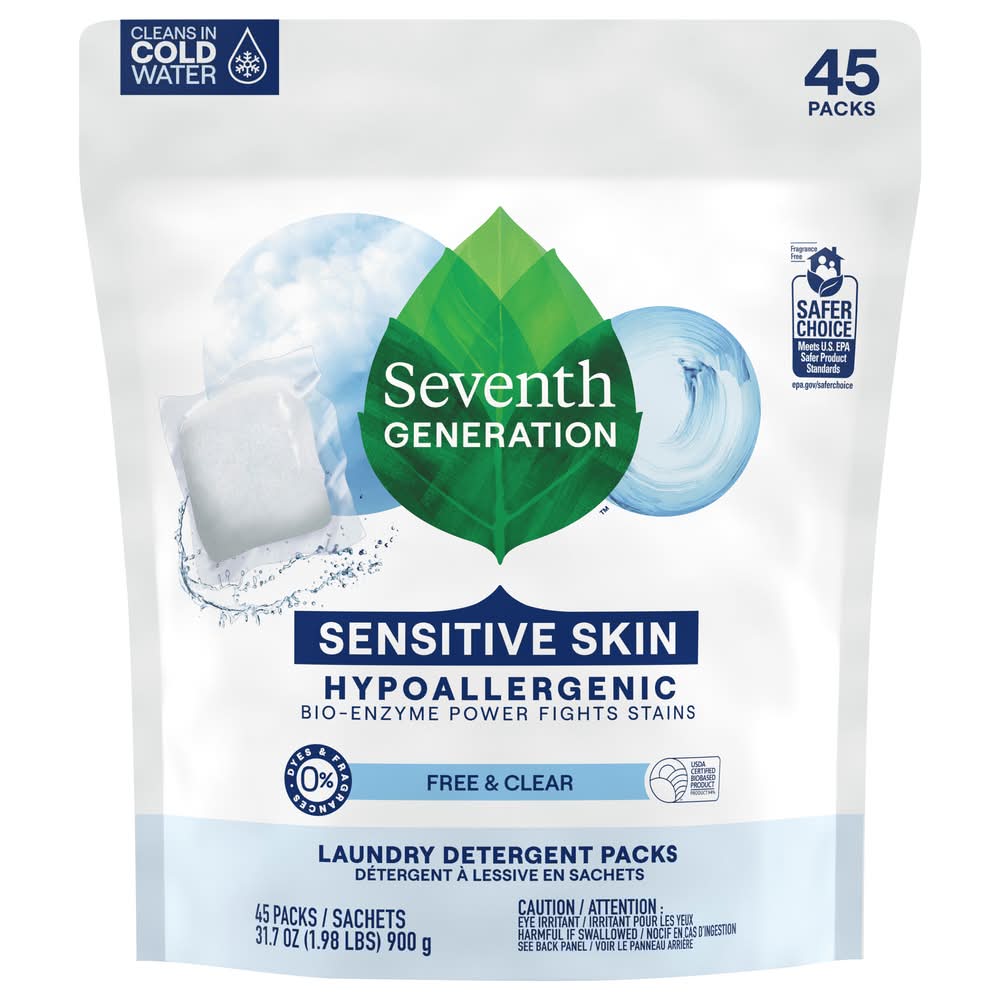 Seventh Generation Laundry Detergent packs, Free & Clear (31.7 oz)