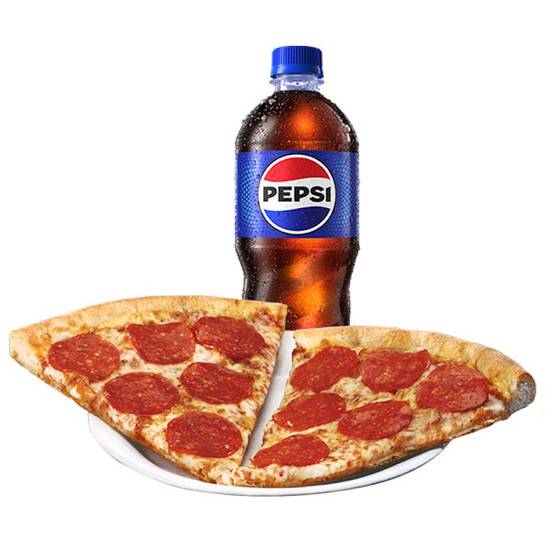 2 Slices of Pepperoni Pizza & Bottled Soda