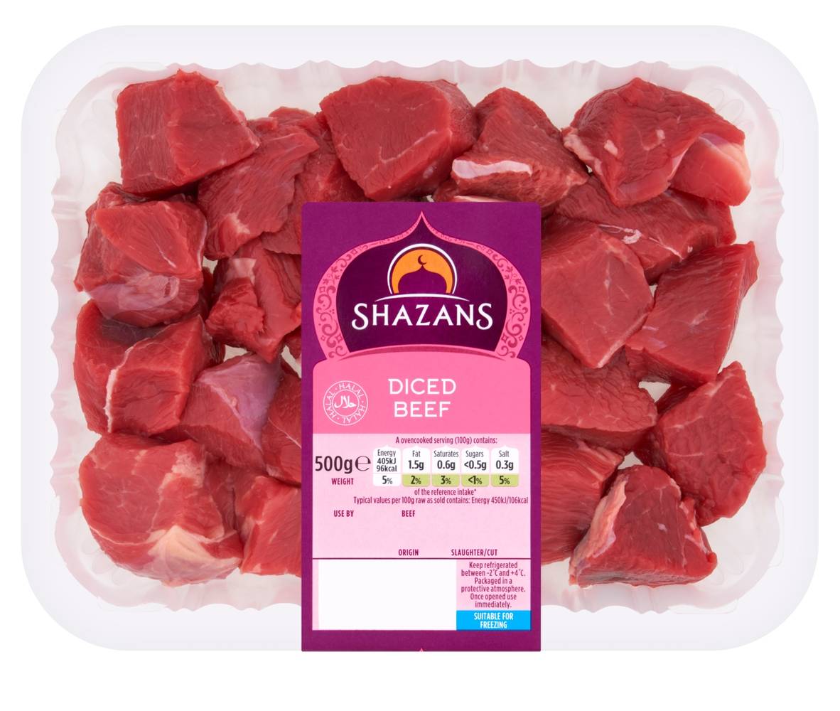 Shazans Diced Beef 500g