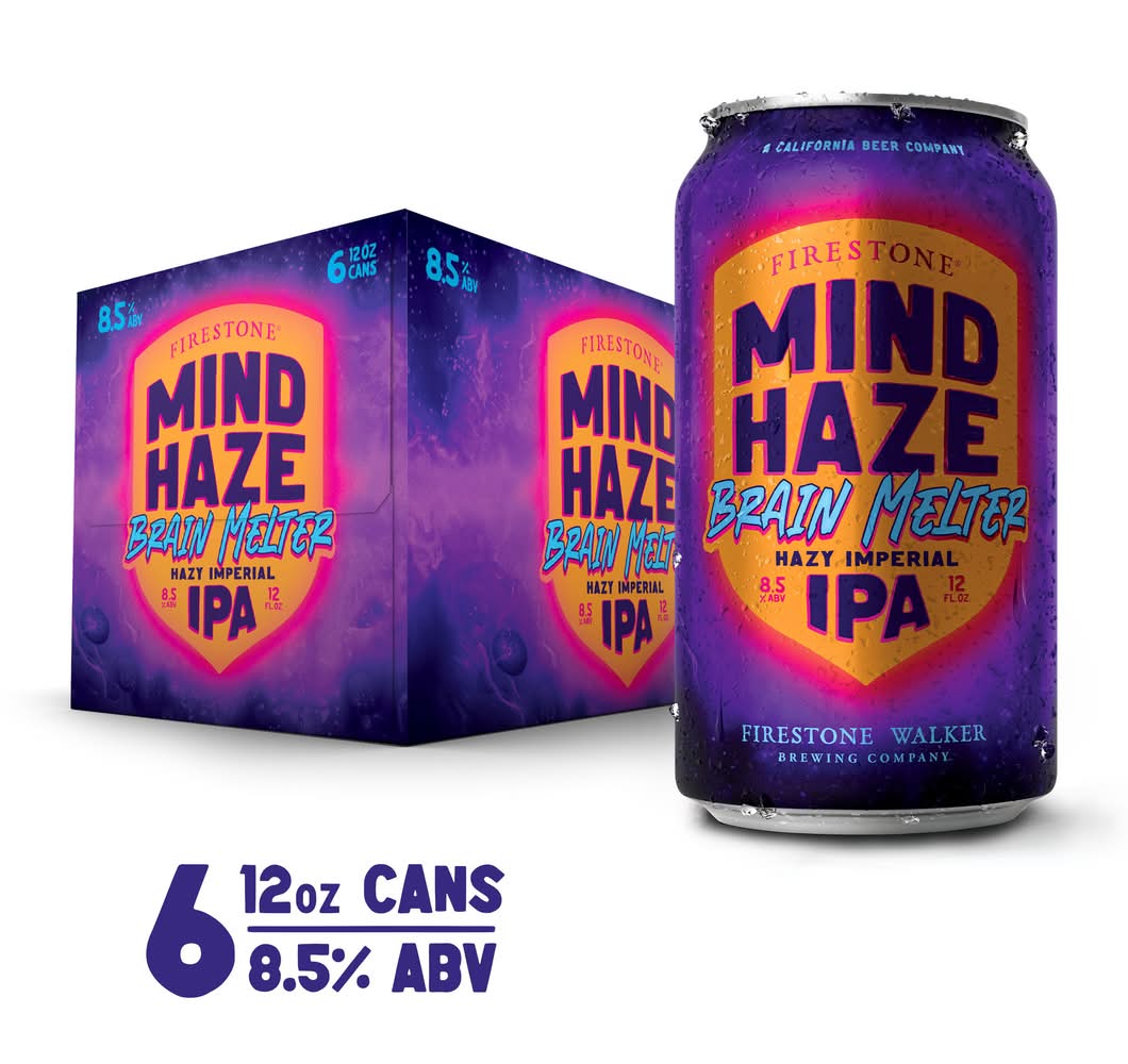 Firestone Walker Mind Haze Brain Melter Hazy Imperial Ipa Beer (6 x 12 oz)
