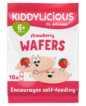 Kiddylicious Strawberry Maxi Wafers Baby Snacks For 6+ Months (10 pack)