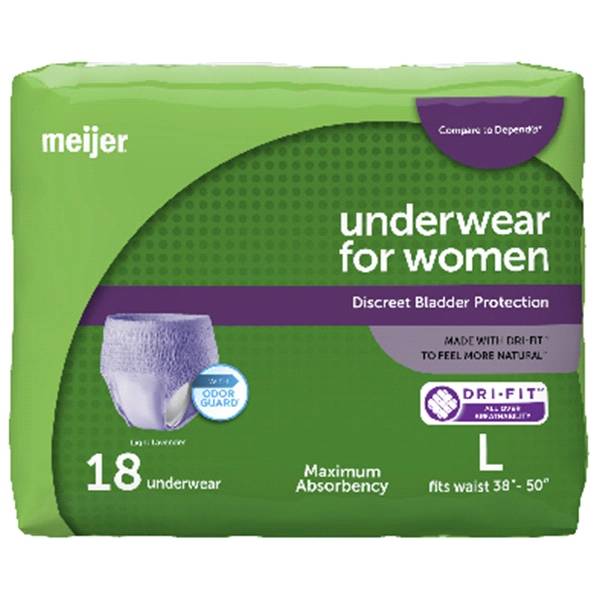 Meijer Underwear For Women, Maximum Absorbency, Large (18 ct)