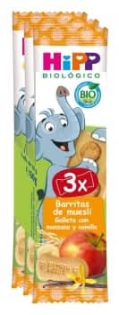 Barritas muesli galleta manzana y vainilla ecológico Hipp Biológico pack 3 unidades 20 g.