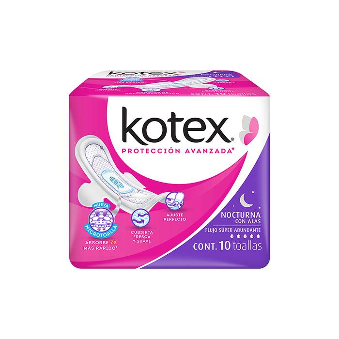 Kotex · Toalla nocturna con alas flujo súper abundante (10 un)