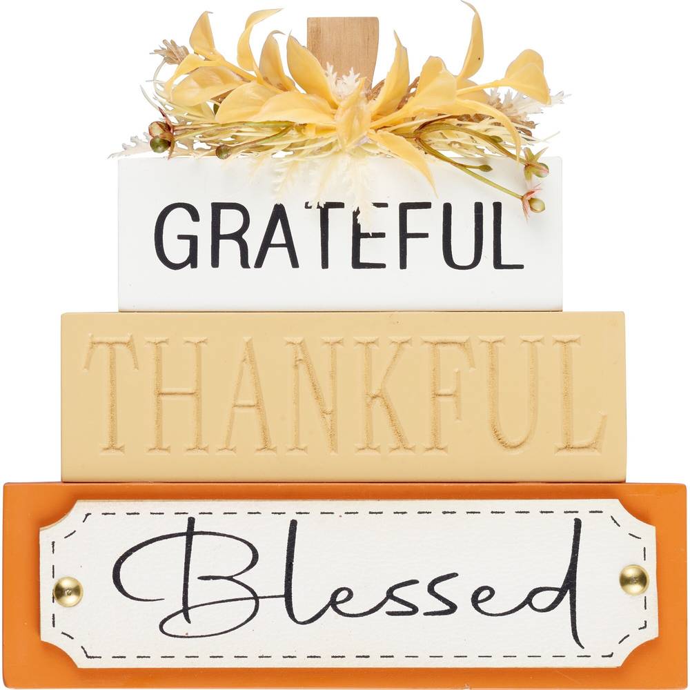 Grateful, Thankful, Blessed Wood Sign