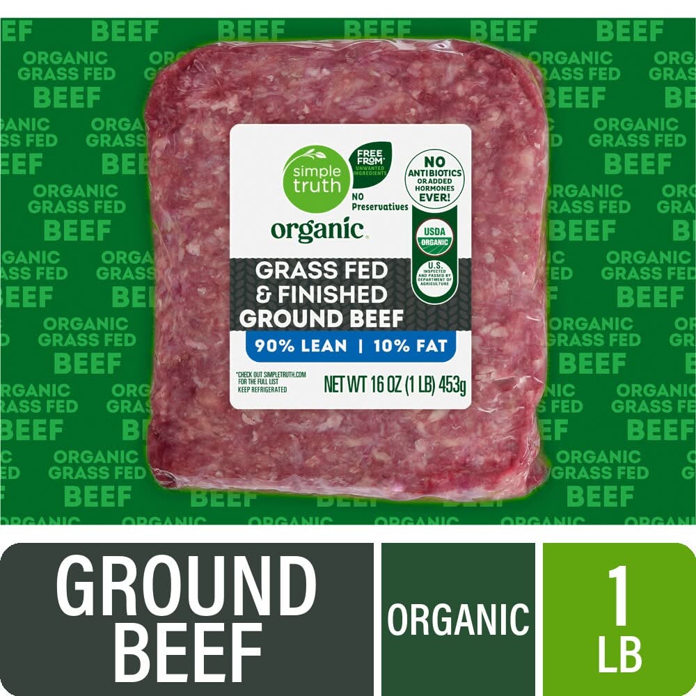 Simple Truth Organic® 90/10 Grass Fed Ground Beef Pack 1 LB