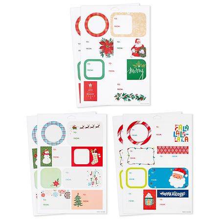 Inspirations from Hallmark Christmas Gift Tag Stickers (Assorted Traditional Designs) - 48.0 ea