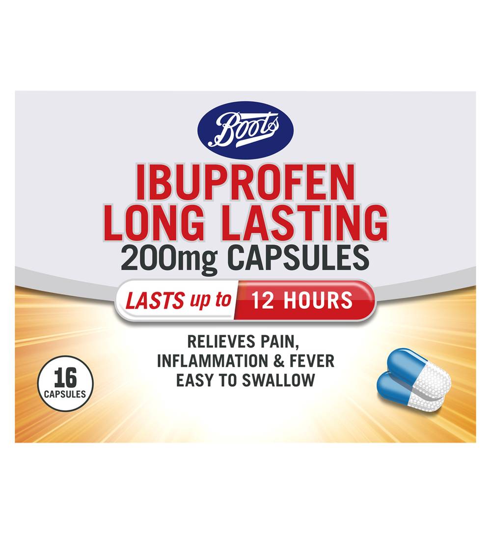 Boots Ibuprofen Long Lasting 200mg Capsules (16 ct)