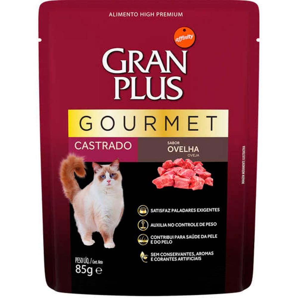 Granplus ração úmida para gatos castrados gourmet sabor ovelha (85g)