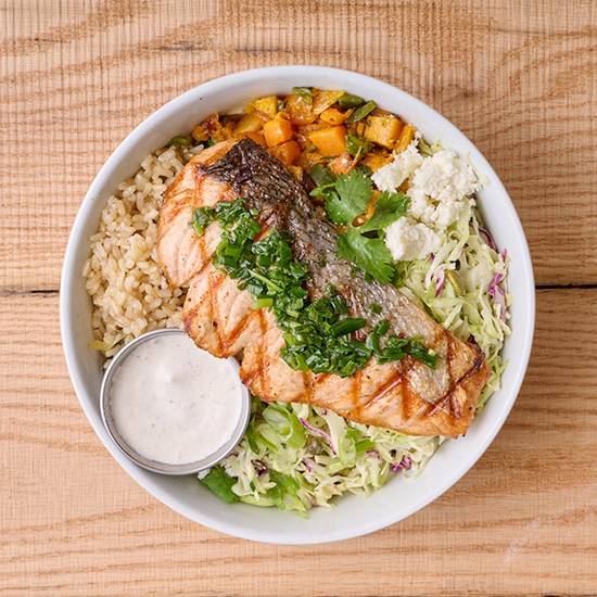 california bowl with grilled salmon