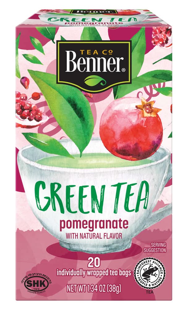Benner Green Tea Bags, Pomegranate (1.34 oz, 20 ct)