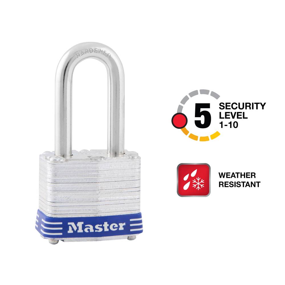 Master Lock Outdoor Keyed Padlock, 1-9/16-in Wide x 1-1/2-in Shackle | 3KADLF