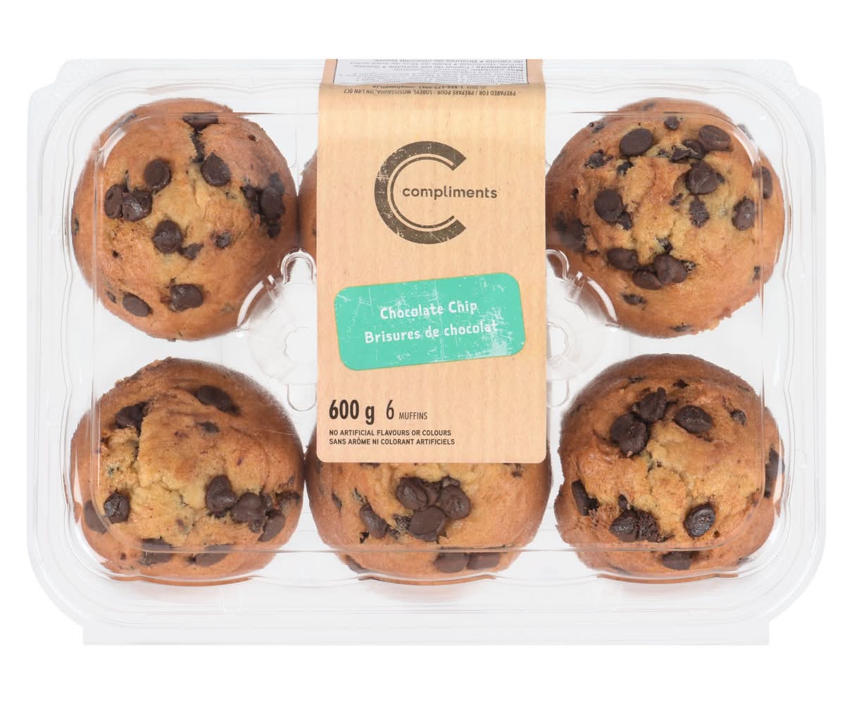 Compliments Chocolate Chip Muffins (600 g, 6 ct)