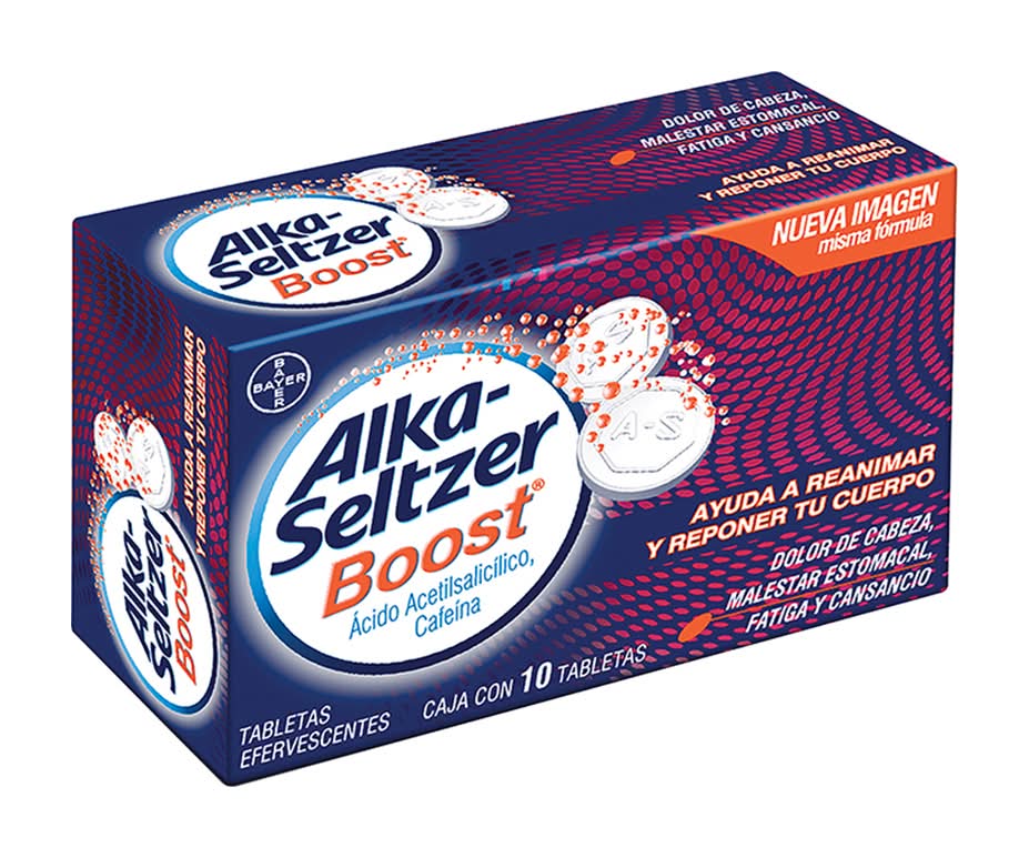 Alka-Seltzer Boost · Ácido acetilsalicílico / cafeína tabletas efervescentes (10 un)