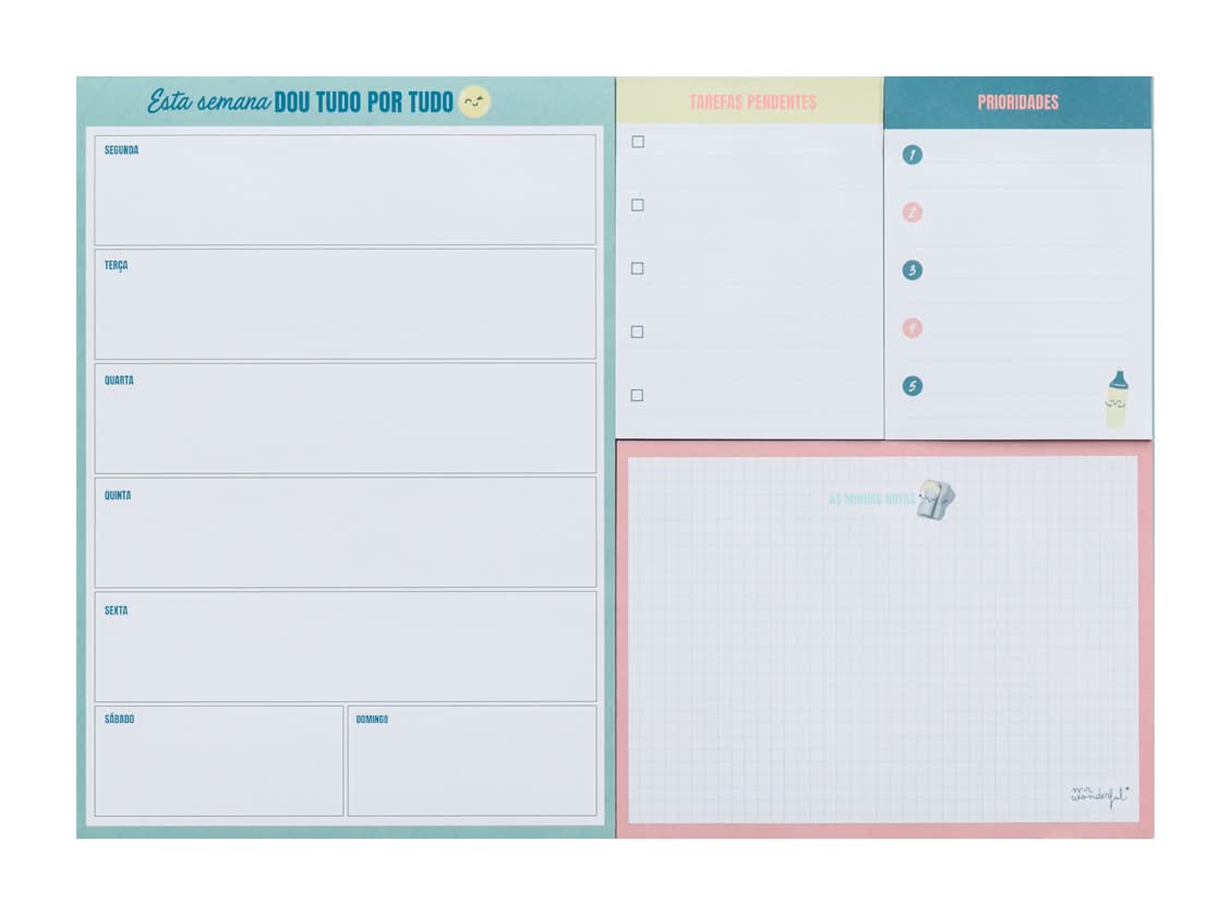 Organizador Semanal Com Notas Aderentes