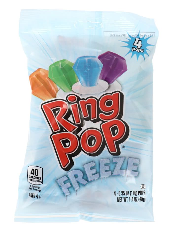 Ring Pop Freeze Candy 4+ Years, Assorted (4 x 0.35 oz)