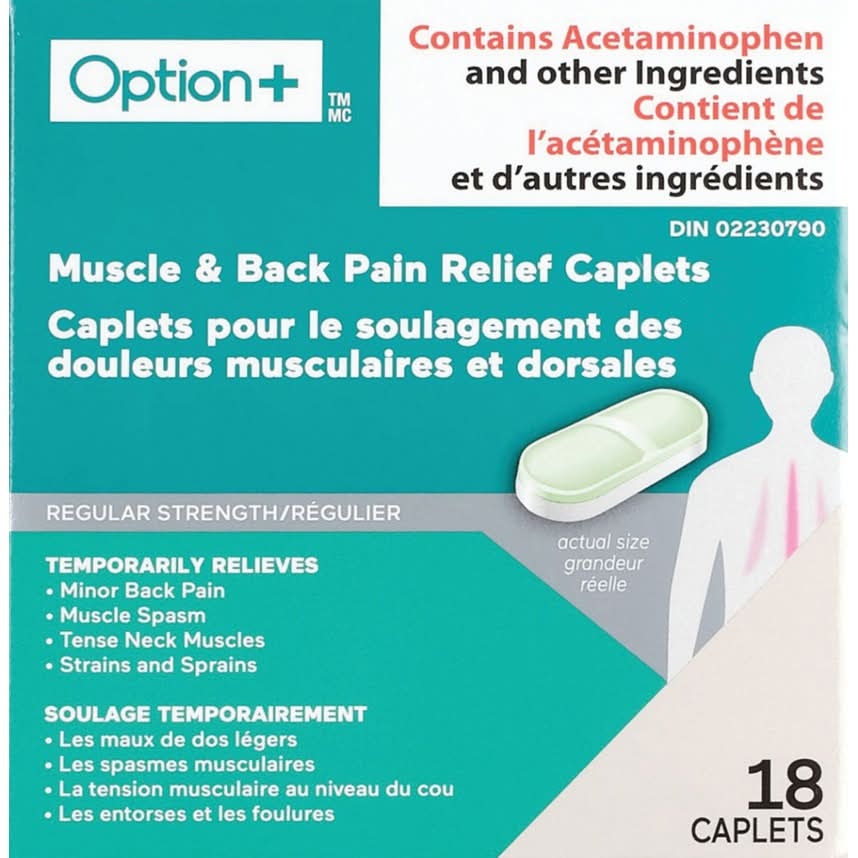 Option+ Regular Strength Muscle & Back Pain Relief Capets (18 ct)