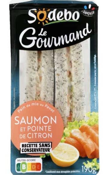 Sodebo Sandwich Le Gourmand Club Pavot Saumon Pointe De Citron La Barquette De 190G