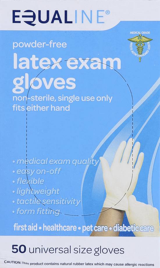 Equaline Powder Free Universal Size Latex Exam Gloves (50 ct)