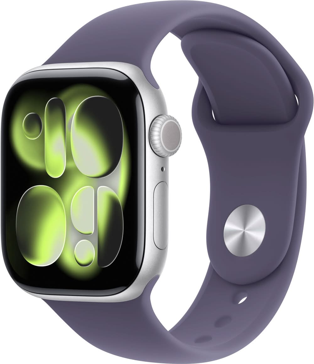 Apple Watch Series 11 (GPS) 42mm Silver Aluminum Case with Purple Fog Sport Band - S/M - Silver - (2025)