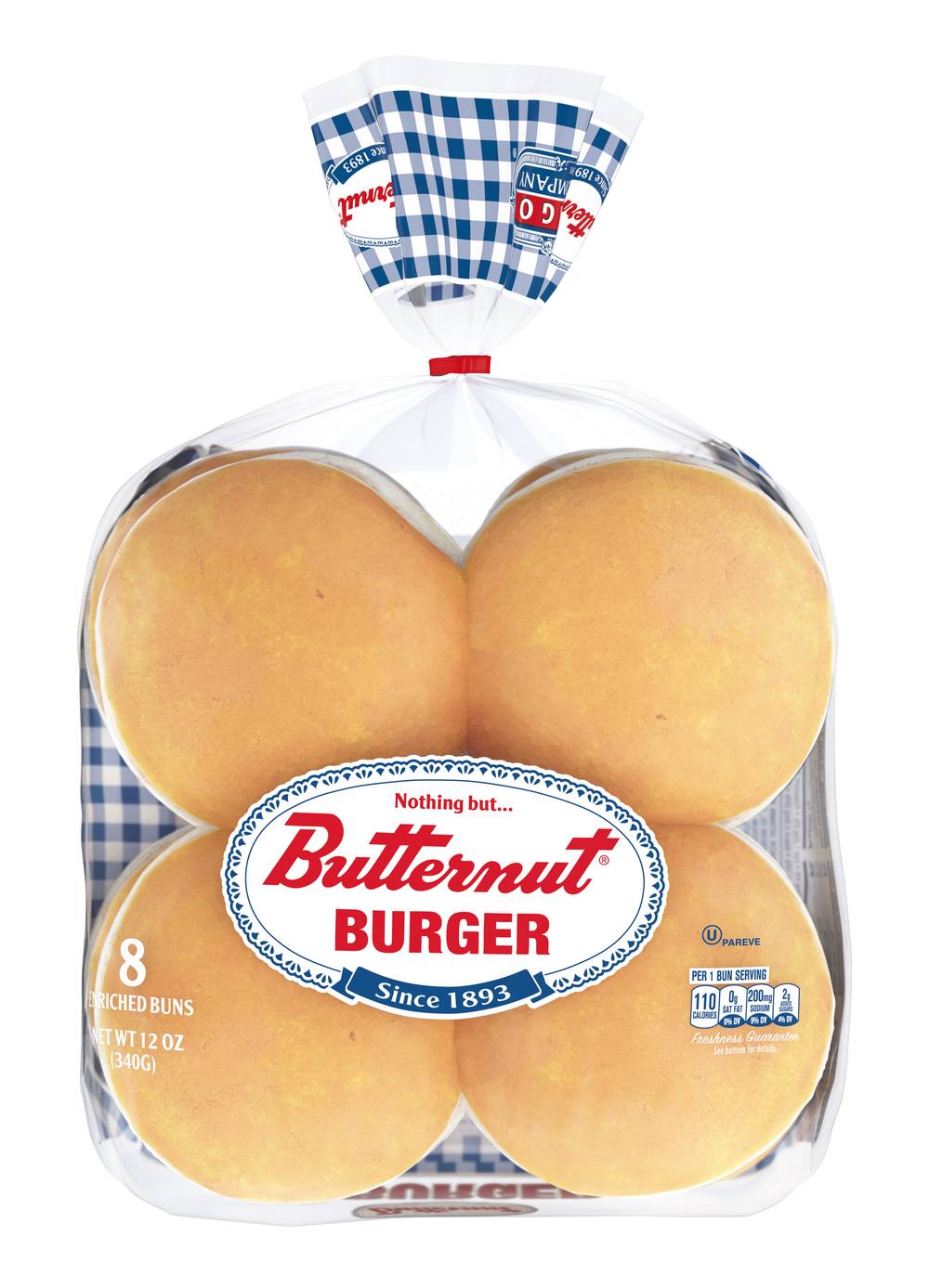 Butternut White Enriched Burger Buns (12 oz, 8 ct)