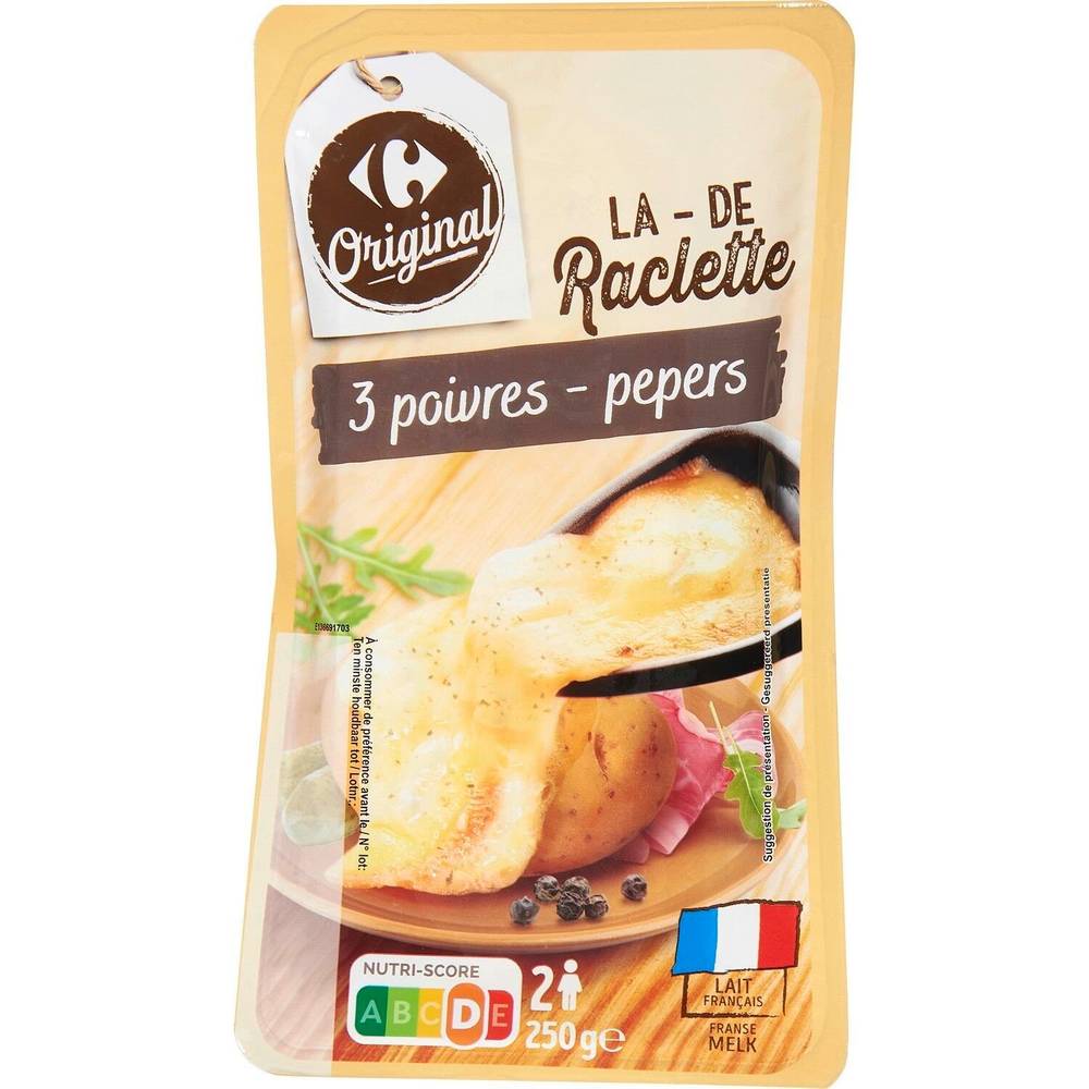 Carrefour Original - Fromage en tranches à raclette 3 poivres (250g)