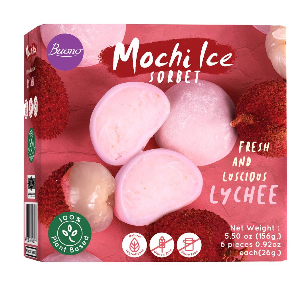 Buono Mochi Ice Sorbet, Lychee (156g, 6 pack)