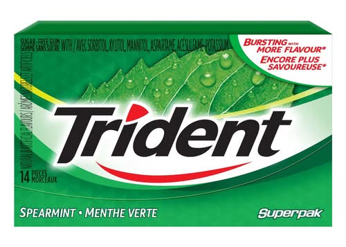 Trident gommes sans sucre (168 unités) (menthe verte) - trident chewing gum, spearmint (14 ct)