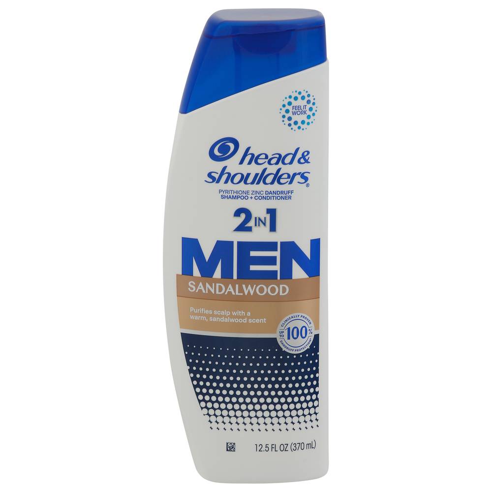 Head & Shoulders Men Anti-Dandruff 2 in 1 Shampoo & Conditioner, Sandalwood (12.5 fl oz)