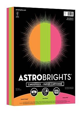 Astrobrights 65 lb. Cardstock Paper, 8.5 x 11, Bold Brights Assortment, 150 Sheets/Pack (91074)