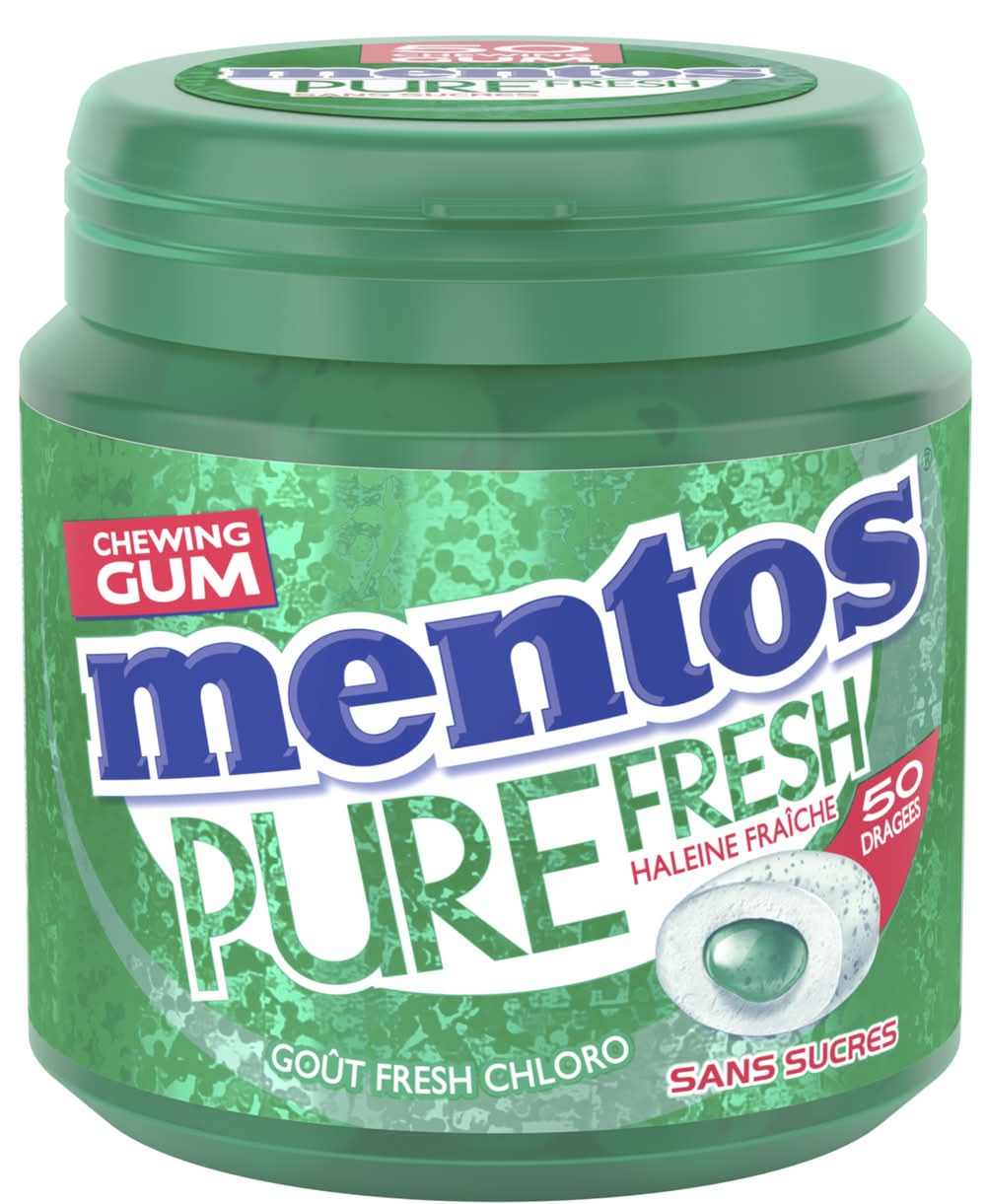 Mentos - Chewing gum pure fresh chlorophylle sans sucres dragées (50)