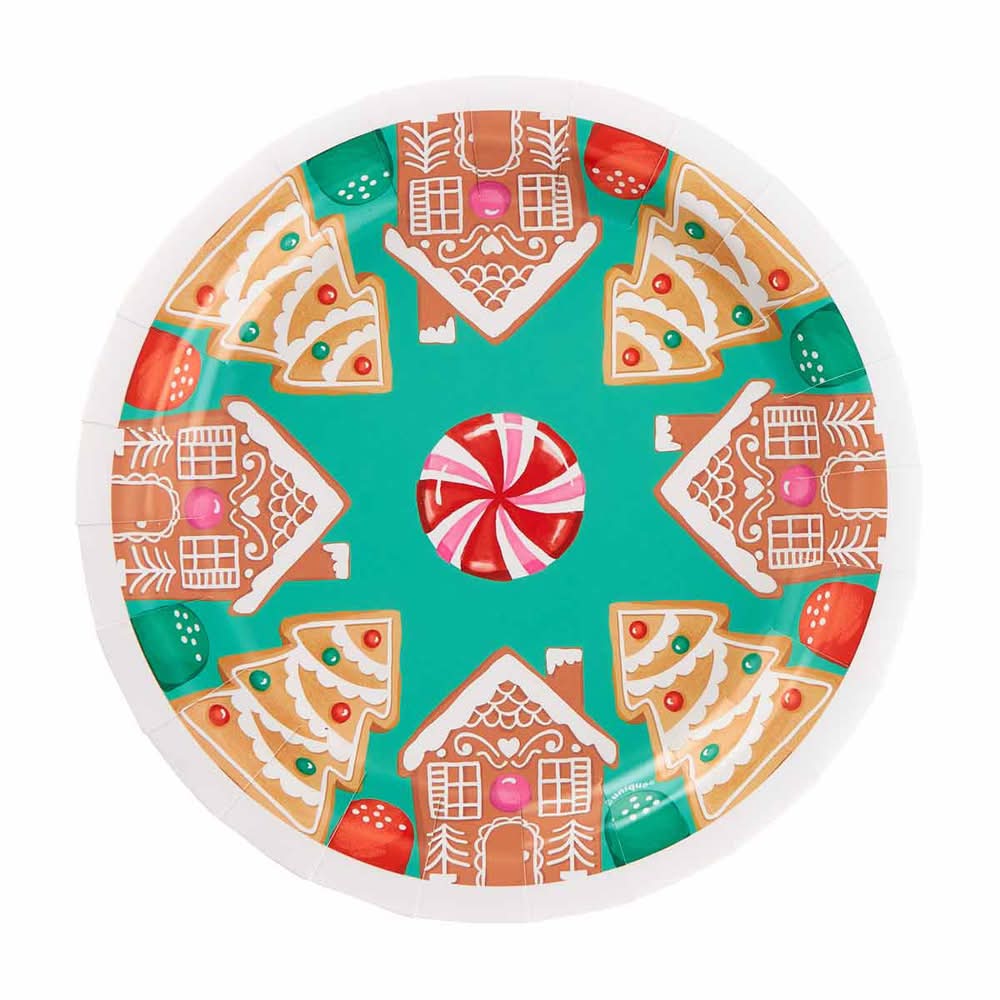 Gingerbread Printed Round Paper Plates 7 In