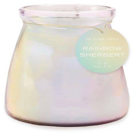 Modern Expressions Iridescent Glass Candle Rainbow Sherbert
