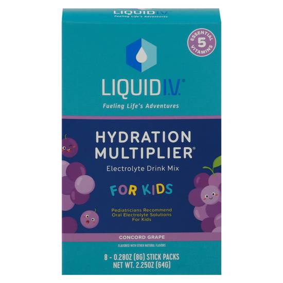 Liquid I.v. Hydration Multiplier For Kids Powder Drink Mix (concord grape) (8 ct, 0.28oz)
