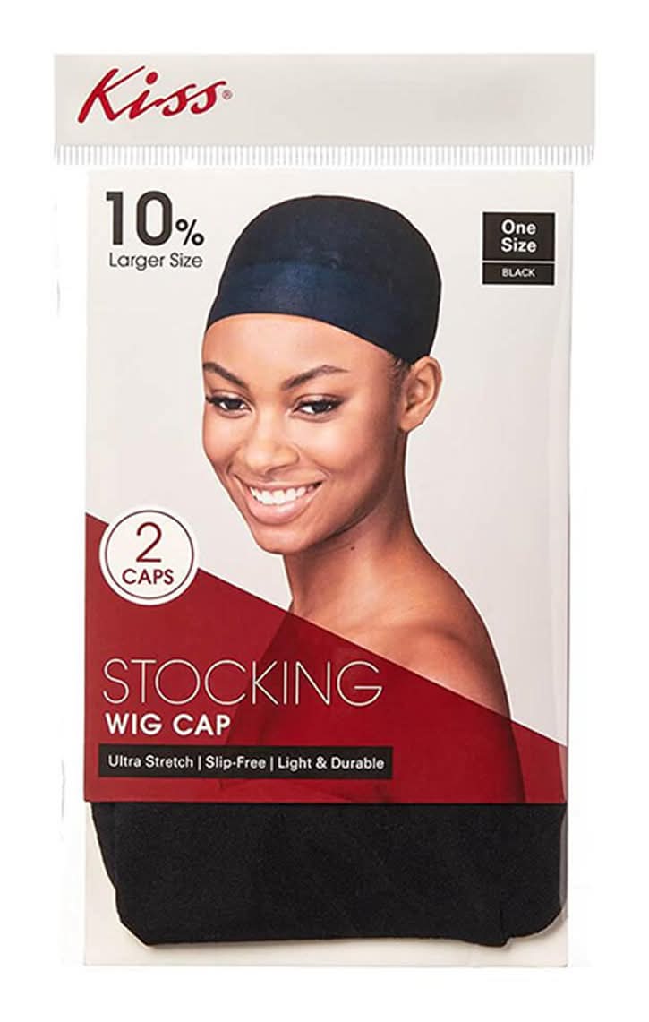 KISS Ultra Stretch Stocking Wig Caps, One Size, Black (2 ct)