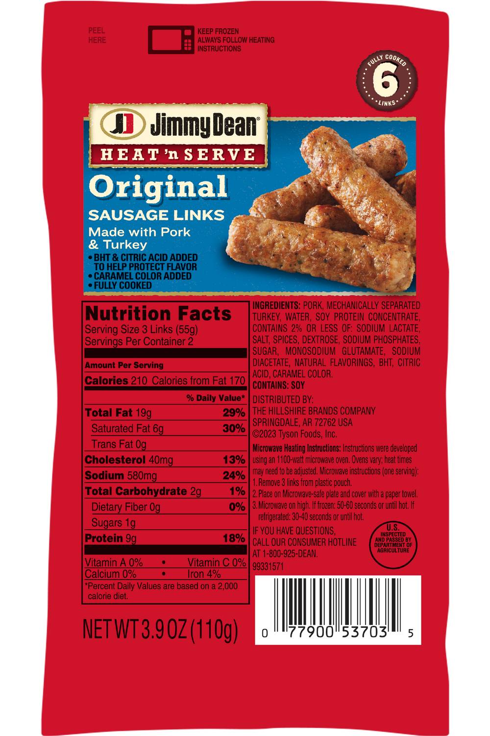 Jimmy Dean Heat 'N Serve Original Pork Sausage Links (3.9 oz)