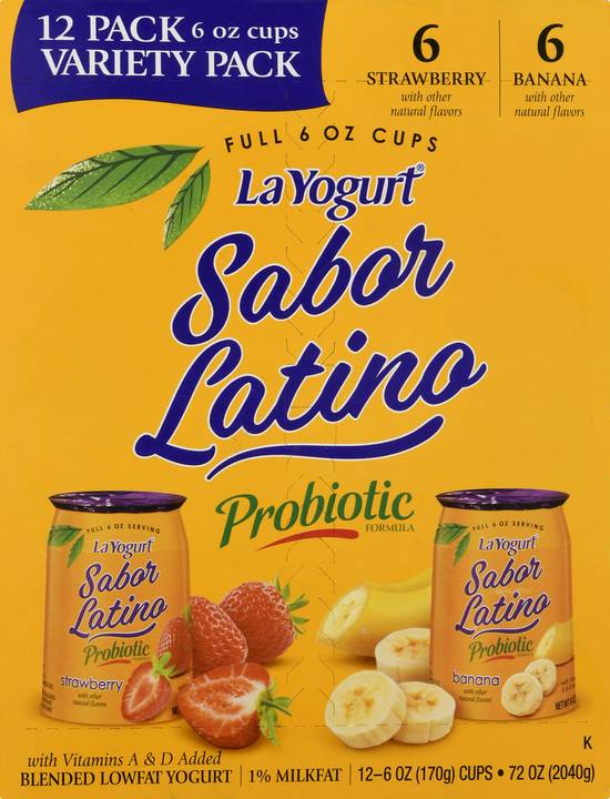 La Yogurt Sabor Latino Lowfat Variety pack Strawberry & Banana Blended Yogurt (12 ct)