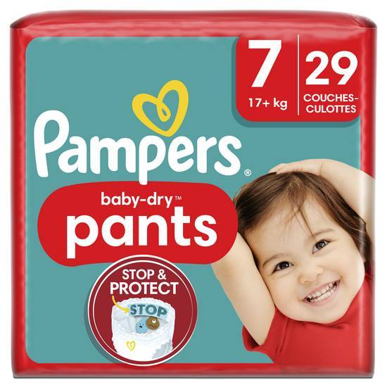 Pampers couches-culottes baby-dry taille 7, 29 couches, 17kg+