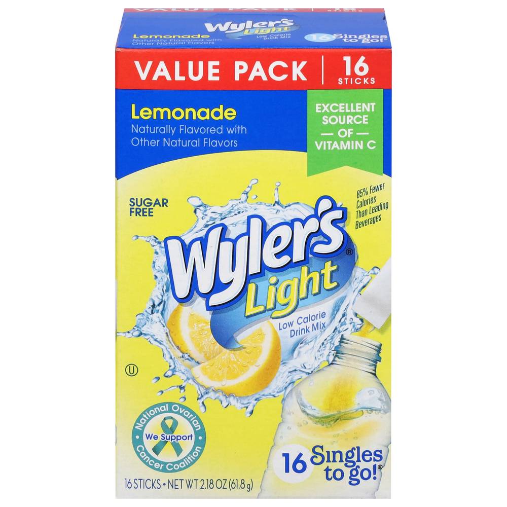 Wyler's Light Low Calories Drink Mix Sticks, Lemonade (2.18 oz, 16 ct)