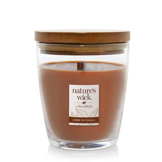 Nature's Wick Amber Patchouli Crackle Burning Jar Candle, 10 OZ