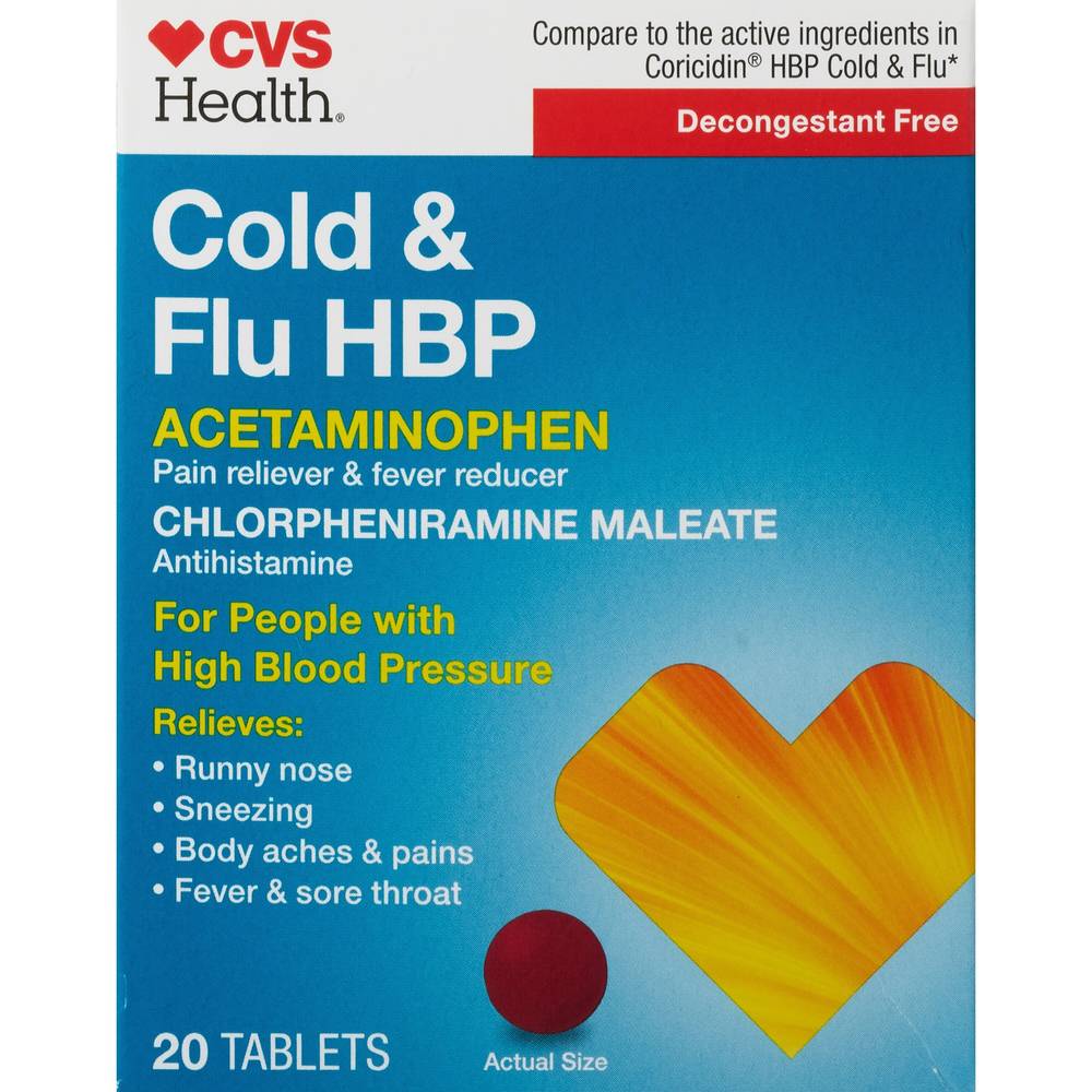 CVS Health Cold and Flu High Blood Pressure Tablets (20 ct)