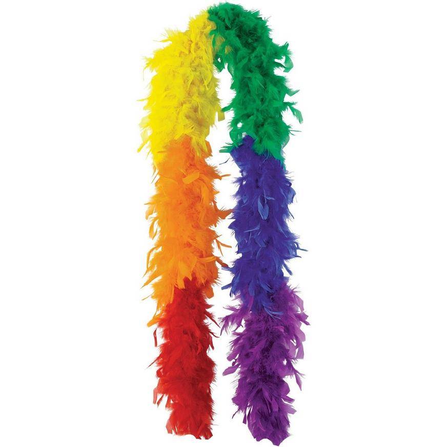 Party City Rainbow Feather Boa (female/rainbow/multicolor)