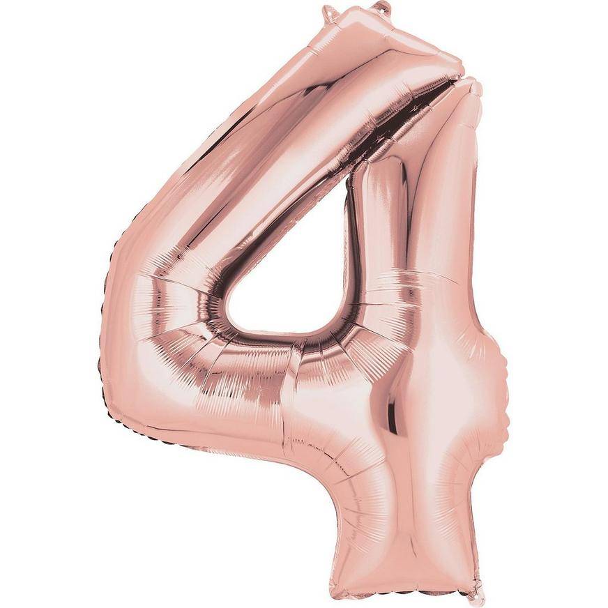 Party City Uninflated 4 Number Balloon (34in /rose gold)