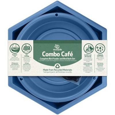 Nature's Way Bird Products Combo Cafe 2 in 1 Recycled Bird Bath and Tray Bird Feeder 2" Blue